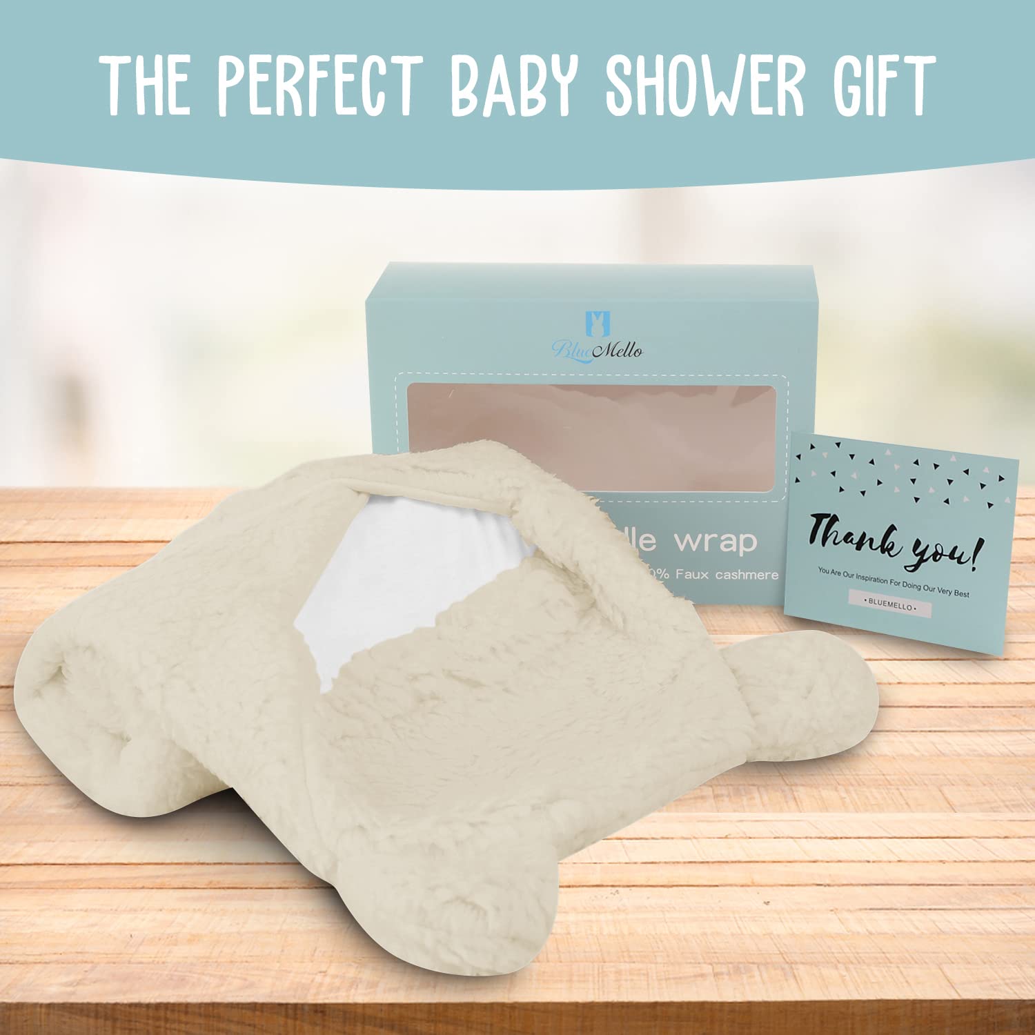 BlueMello Baby Swaddle Blanket | Ultra-Soft Plush Essential for Infants 0-6 Months | Receiving Swaddling Wrap White | Ideal Newborn Registry and Toddler Boy Accessories | Perfect Baby Girl Shower Gift - Image 5